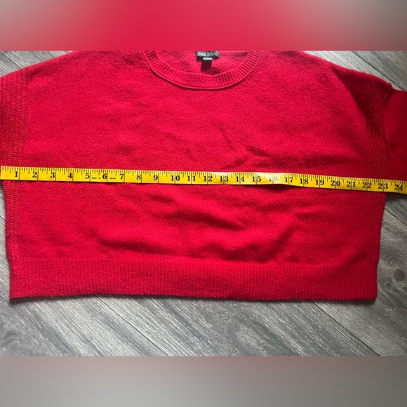 Wild Fable Bishop Sleeve Red Crew Neck Cropped Sweater w Ribbed Detailing S NWOT - Picture 4 of 6